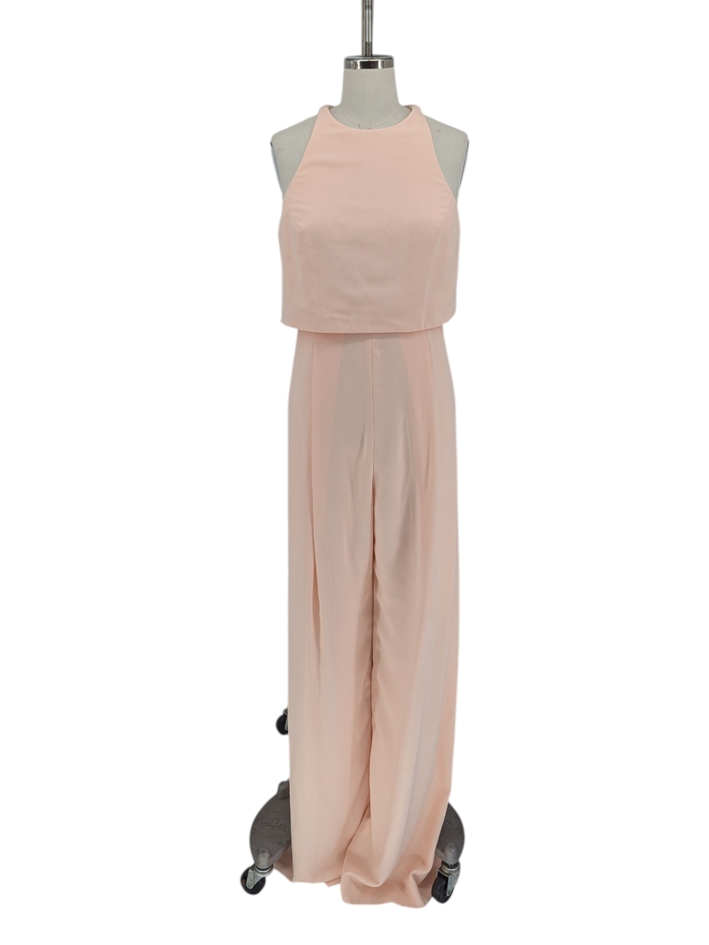 Jill Stuart Popover Wide Leg Overlay Jumpsuit Blush Pink size 6 minimalist
